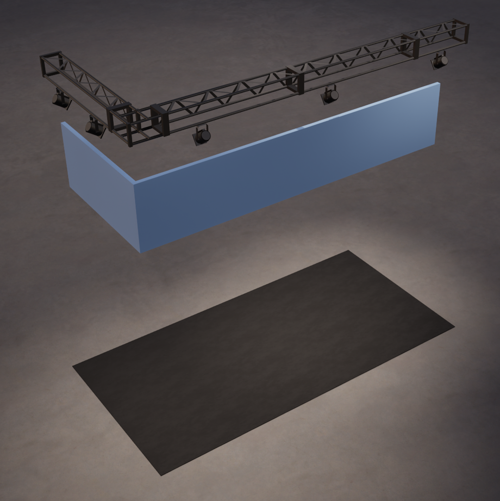 Light truss 6+3m, including banners